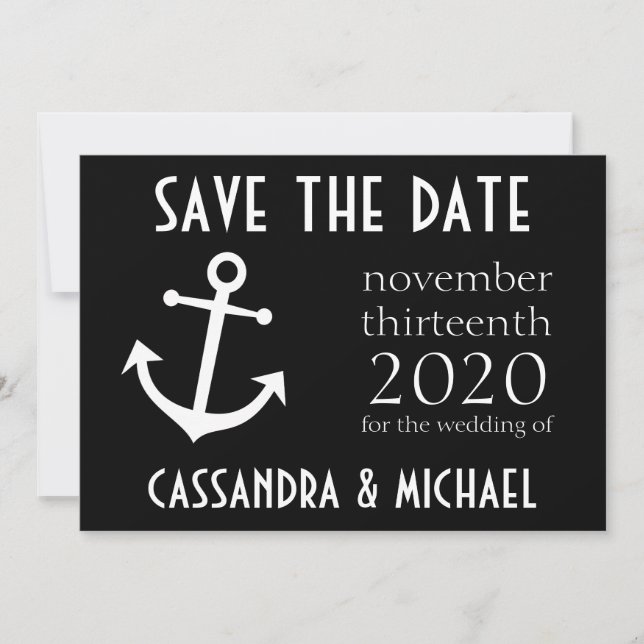 Boat Anchor Save The Date (Black) (Front)