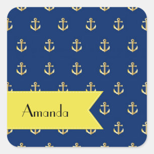 Boat Anchor, Ship Anchor, Sea Anchor, Your Name Square Sticker
