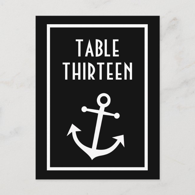 Boat Anchor Table Numbers (Black / White) Postcard (Front)