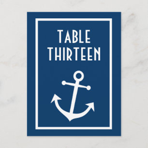 Boat Anchor Table Numbers (Dark Blue / White) Postcard