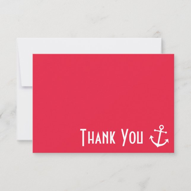Boat Anchor Thank You Note Cards (Red) (Front)