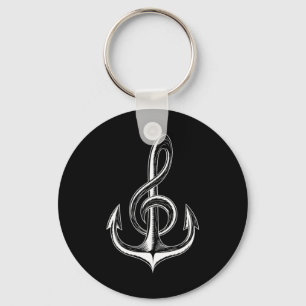 Boat Anchor Treble Clef Nautical Musician Key Ring