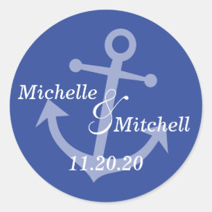 Boat Anchor Wedding Labels (Navy Blue)