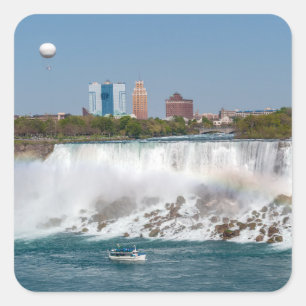 Boat and Balloon in American Niagara Falls Square Sticker