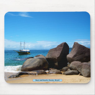 Boat and beach, Paraty, Brazil Mouse Mat