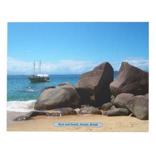Boat and beach, Paraty, Brazil Notepad