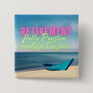 Boat and Beach Scene Retirement 15 Cm Square Badge