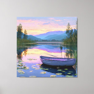 Boat and lake canvas print