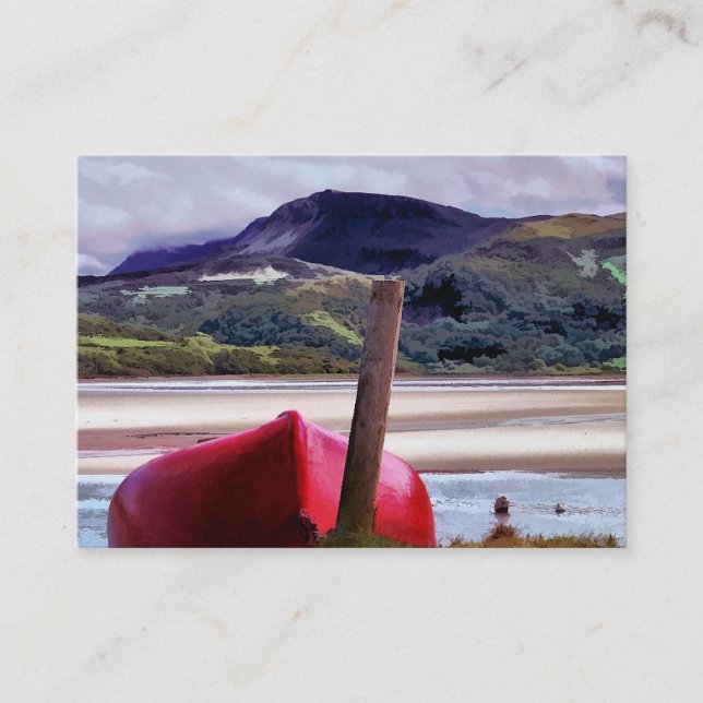 BOAT AND MOUNTAIN LANDSCAPE BUSINESS CARD (Front)