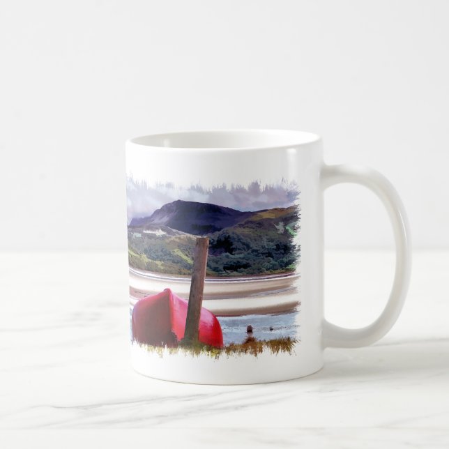 BOAT AND MOUNTAIN LANDSCAPE COFFEE MUG (Right)