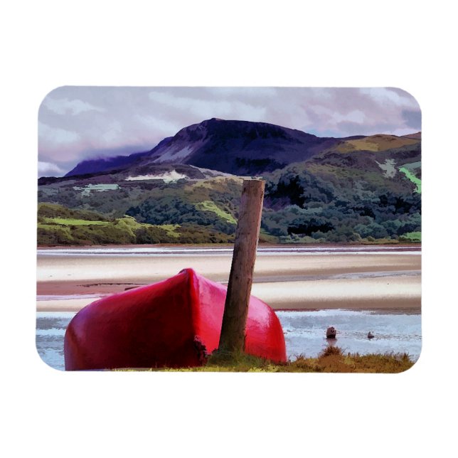 BOAT AND MOUNTAIN LANDSCAPE MAGNET (Horizontal)