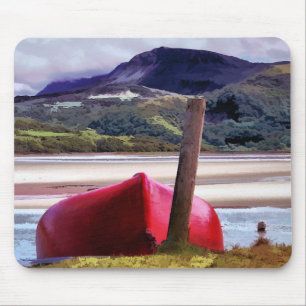 BOAT AND MOUNTAIN LANDSCAPE MOUSE MAT