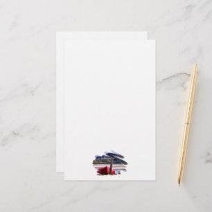 BOAT AND MOUNTAIN LANDSCAPE STATIONERY