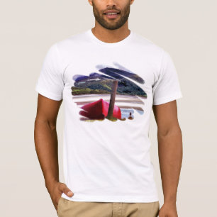 BOAT AND MOUNTAIN LANDSCAPE T-Shirt