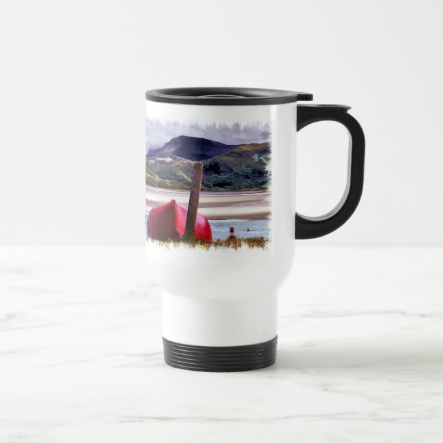 BOAT AND MOUNTAIN LANDSCAPE TRAVEL MUG (Right)