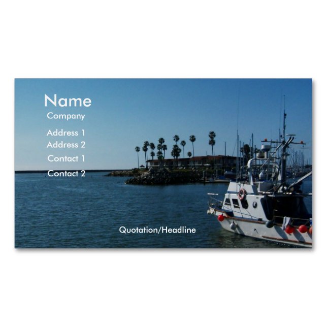 Boat at Oceanside, CA- Magnetic Business Card (Front)