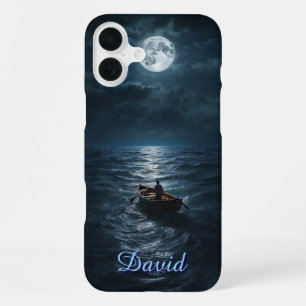 Boat At Sea Moonlit Night Peaceful Ocean Gift iPhone 16 Plus Case