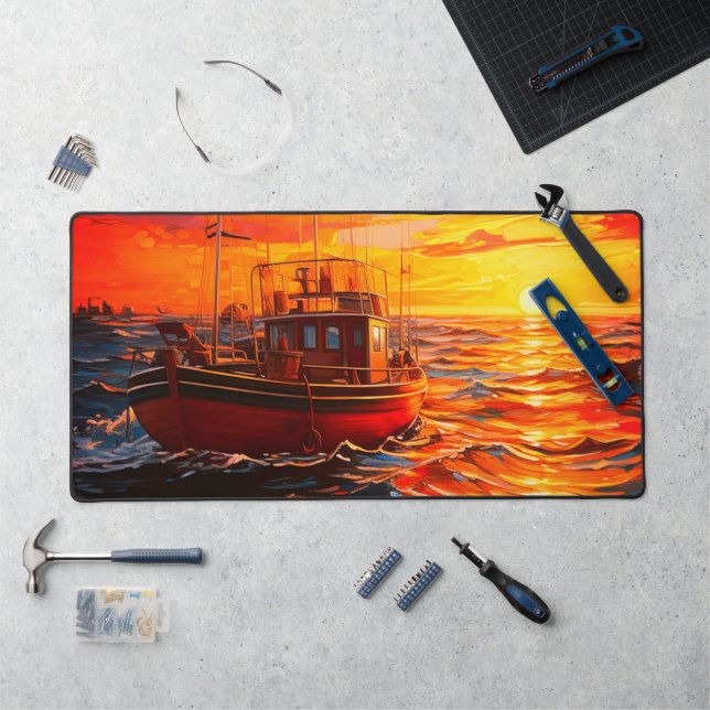 Boat at Sunset Desk Mat (Workstation)