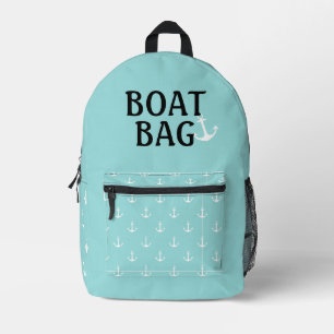 Boat Bag Aqua and White with Anchors
