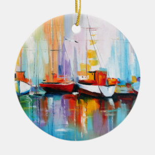 Boat berth ceramic tree decoration