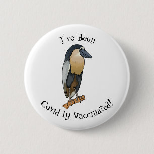 Boat-billed heron bird cartoon illustration 6 cm round badge