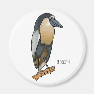 Boat-billed heron bird cartoon illustration magnet