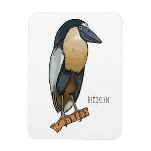 Boat-billed heron bird cartoon illustration  magnet