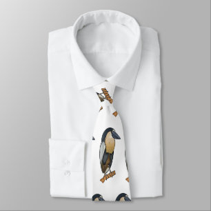 Boat-billed heron bird cartoon illustration tie