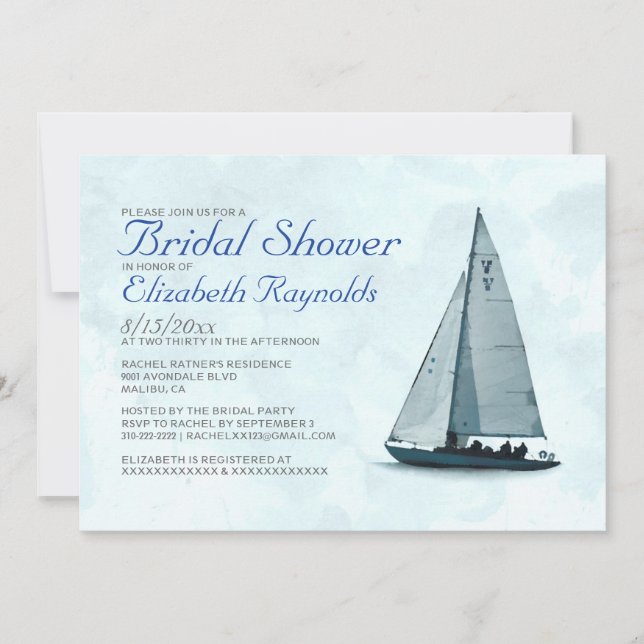 Boat Bridal Shower Invitations (Front)