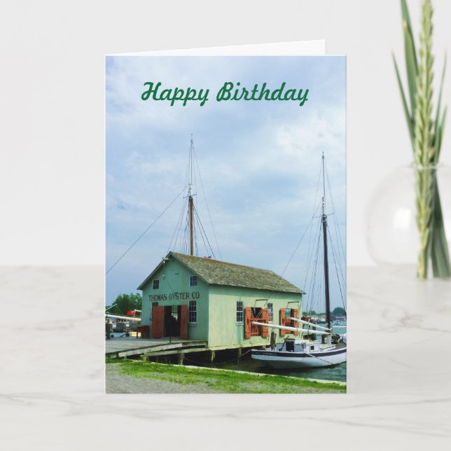 Boat by Oyster Shack - Birthday Men Card (Front)