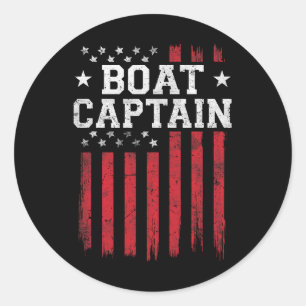Boat Captain American Flag USA Patriot Patriotic T Classic Round Sticker