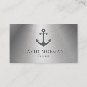 Boat Captain Anchor Metallic Business Card