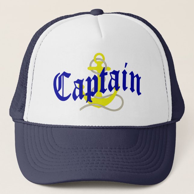 Boat Captain and anchor Trucker Hat (Front)
