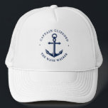 Boat Captain | Custom Name Anchor Trucker Hat<br><div class="desc">A fun custom name cap tailors to the first captain of the boat!</div>