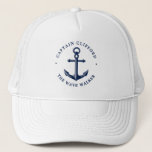 Boat Captain | Custom Name Anchor Trucker Hat<br><div class="desc">A fun custom name cap tailors to the first captain of the boat!</div>