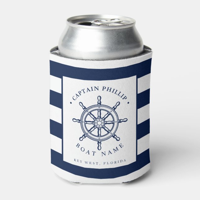 Boat Captain Custom Name Can Cooler (Can Front)