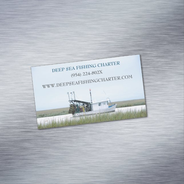 Boat Captain Fishing Charter  Magnetic Business Card (In Situ)