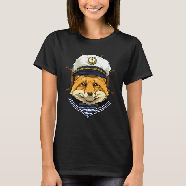 Boat Captain Fox Boat  Boat Owners Sailor Fox T-Shirt (Front)