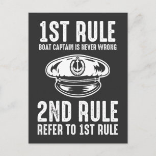 Boat Captain Funny Rules Fisherman Sailor Postcard