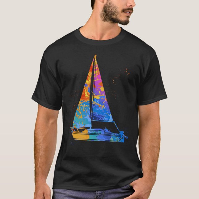 Boat Captain Graphic Sail Boat Motor Boat Captain T-Shirt (Front)