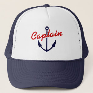 Boat captain hat   Navy blue nautical anchor away