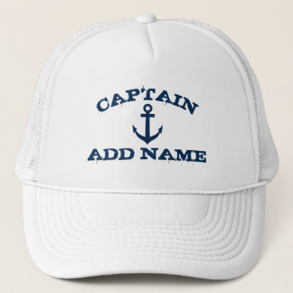 Boat captain hats with nautical anchor and name