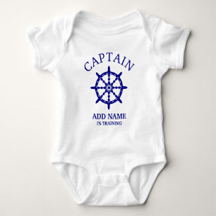 Boat Captain In Training (Personalise Name) Light Baby Bodysuit