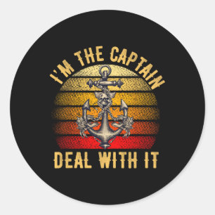 Boat Captain Men Women Funny Boating Sailing Ponto Classic Round Sticker