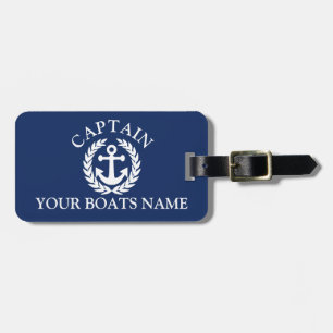 Boat captain nautical ships anchor luggage tag