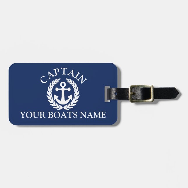 Boat captain nautical ships anchor luggage tag (Front Horizontal)