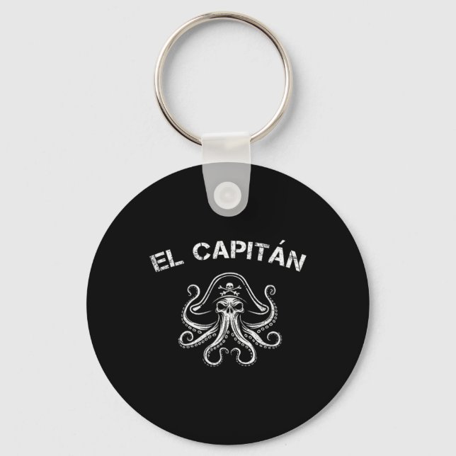 Boat Captain Pontoon Octopus Pirate Nautical Men E Key Ring (Front)