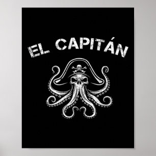 Boat Captain Pontoon Octopus Pirate Nautical Men E Poster