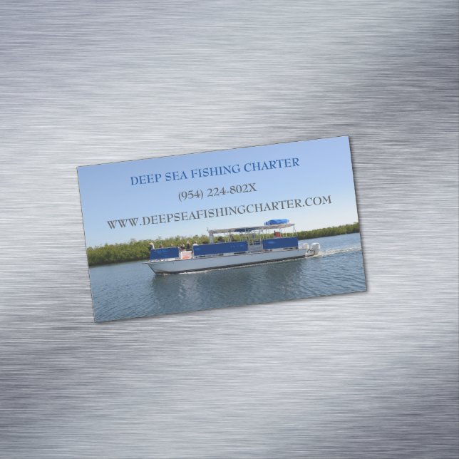 Boat Captain  Services Fishing charter Magnetic Business Card (In Situ)