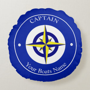 Boat captains nautical round cushion